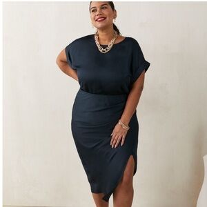 Satin Wrap Midi Skirt